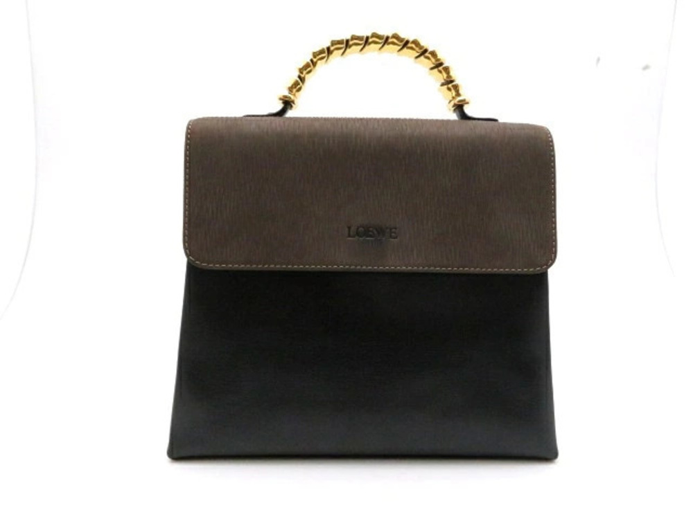 Loewe Handbag Calfskin Embossed Black Brown